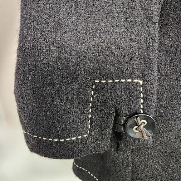 Emma James Womens Boiled Wool Jacket Size Medium Black Button Front 3/4 Sleeve - Picture 7 of 11